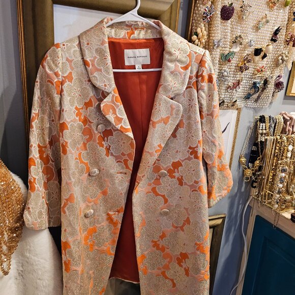 NWOT Banana Republic Brocade Gold Floral Coat Size Small - Picture 3 of 10